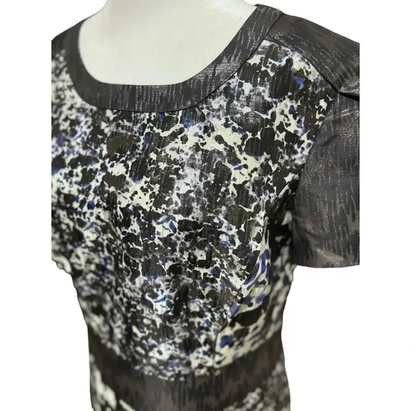 Kay Unger New York Metallic Animal Print Midi Dress Size 14 Cap Sleeve - Picture 3 of 7